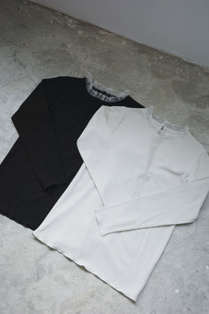 Glittery collar long-sleeved top