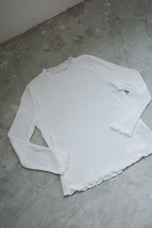 RUFFLE collar pleated long-sleeved top