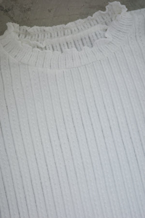 RUFFLE collar pleated long-sleeved top