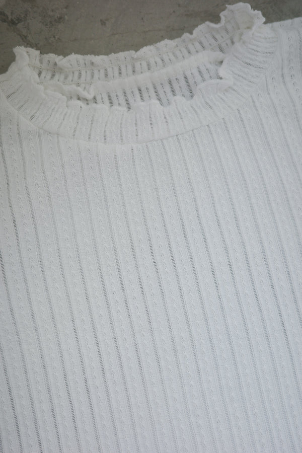 RUFFLE collar pleated long-sleeved top