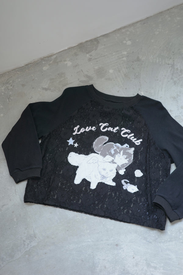 Angel Wings Cat Lace Long-Sleeved Top