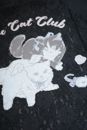 Angel Wings Cat Lace Long-Sleeved Top