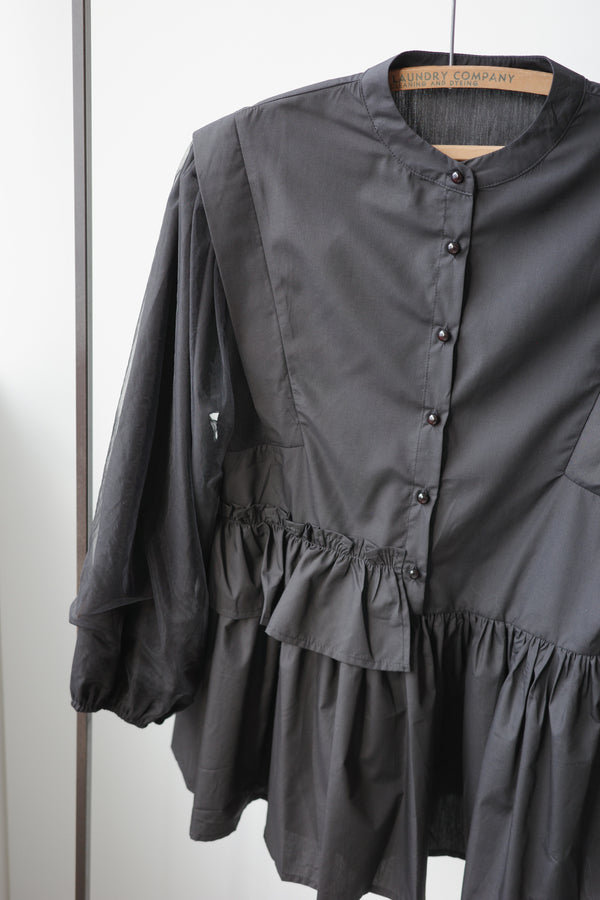 Irregular Ruffle Sleeve Shirt