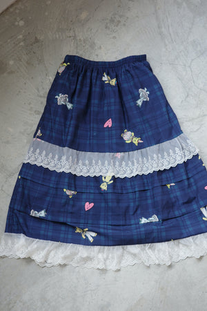 Paper Cat Doll Checkered Lace Layered Skirt