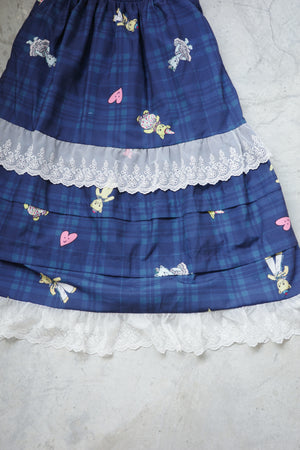 Paper Cat Doll Checkered Lace Layered Skirt
