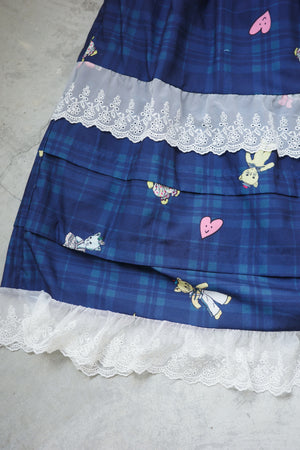 Paper Cat Doll Checkered Lace Layered Skirt