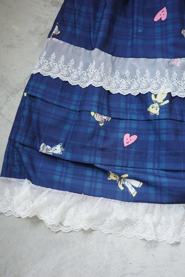 Paper Cat Doll Checkered Lace Layered Skirt