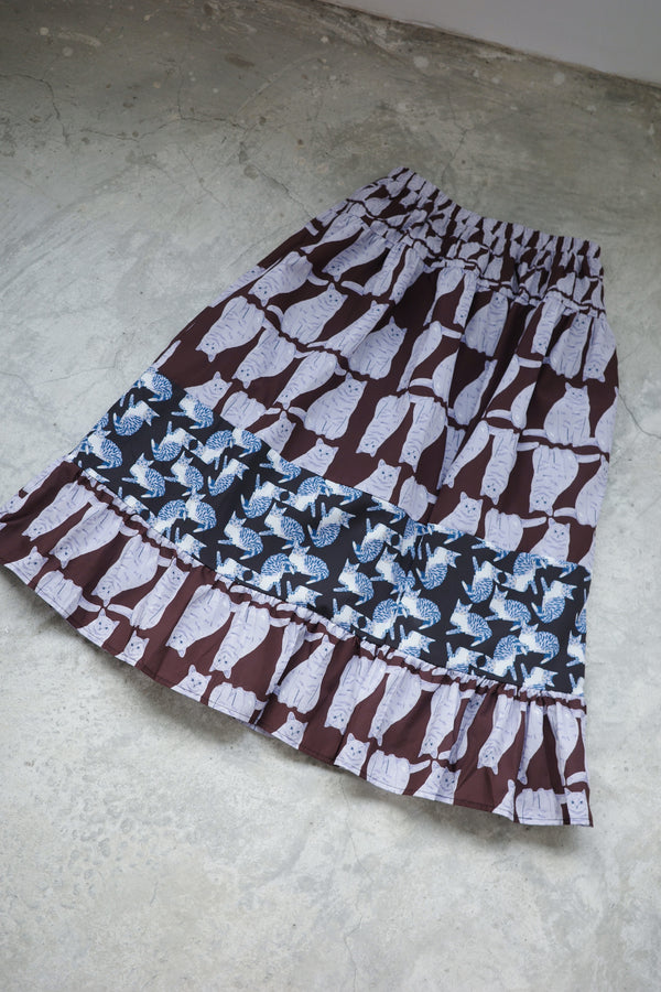 Many Many Cats and Colored Fabric Skirt