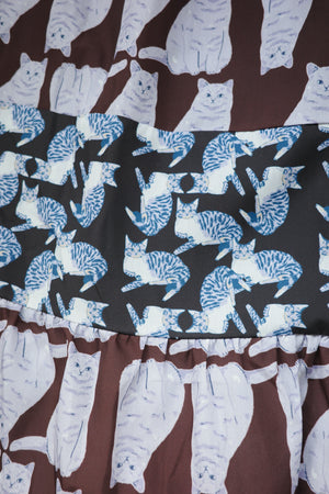 Many Many Cats and Colored Fabric Skirt