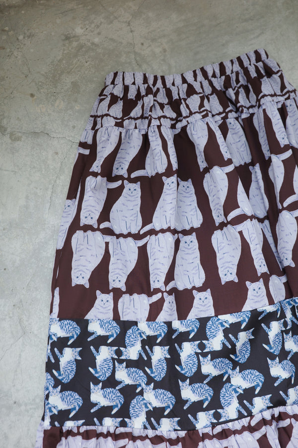 Many Many Cats and Colored Fabric Skirt