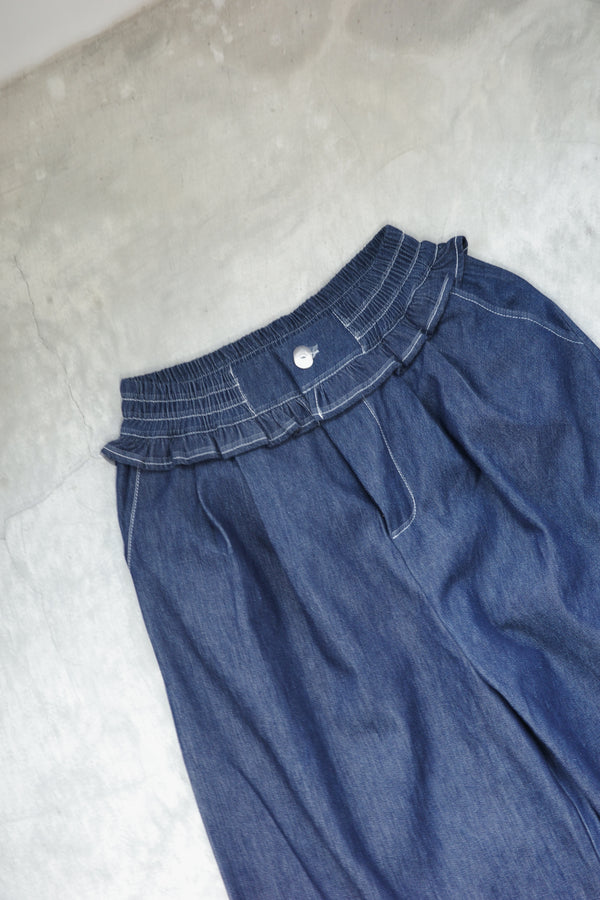 Lace cat print ruffled trousers