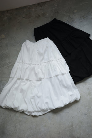 Single-layer ruffled bubble skirt