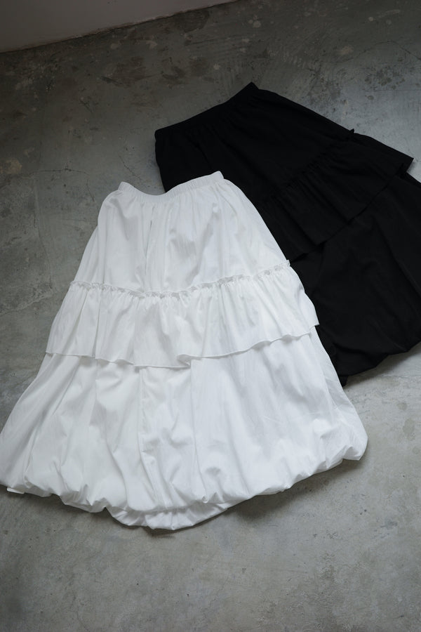 Single-layer ruffled bubble skirt