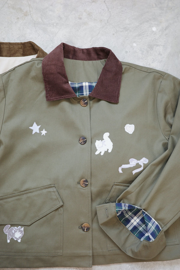 Angel Wings Cat Corduroy Collar Jacket