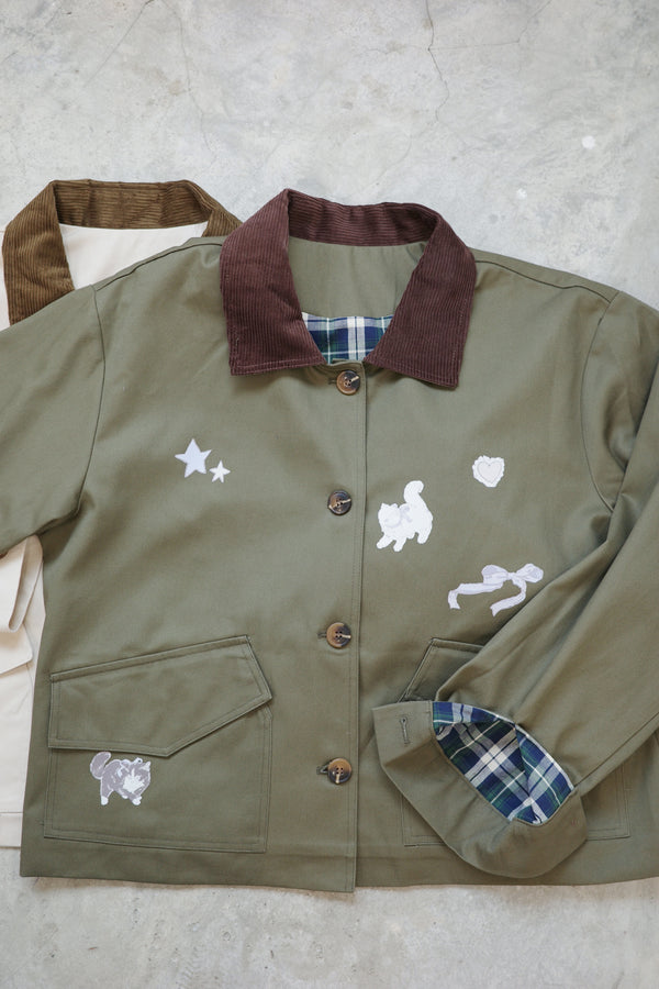 Angel Wings Cat Corduroy Collar Jacket