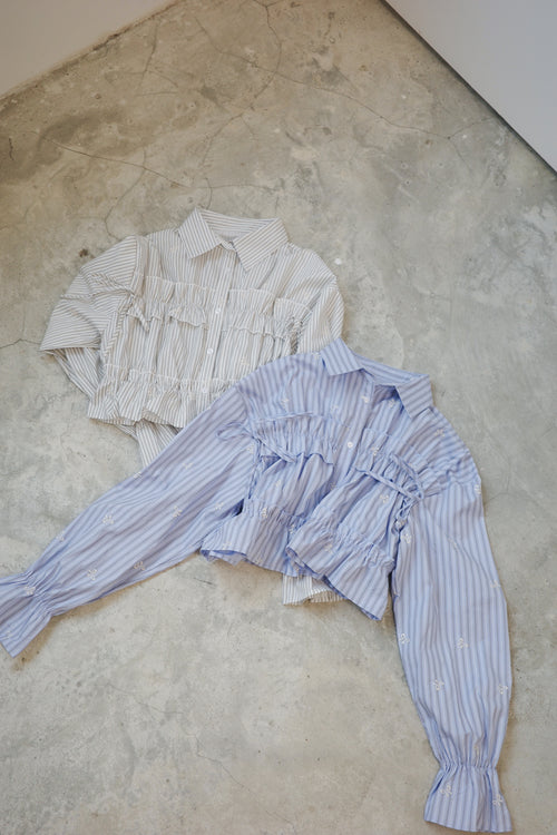 RUFFLE short-sleeved T-shirt with embroidered bow