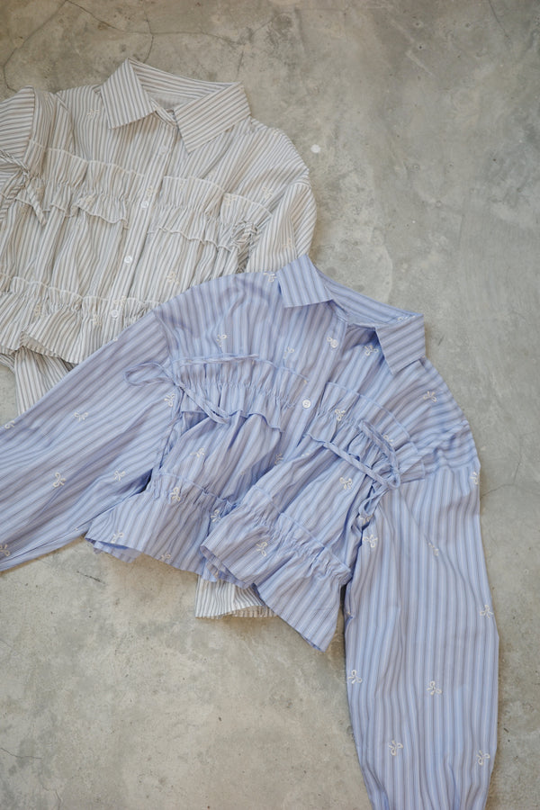 RUFFLE short-sleeved T-shirt with embroidered bow