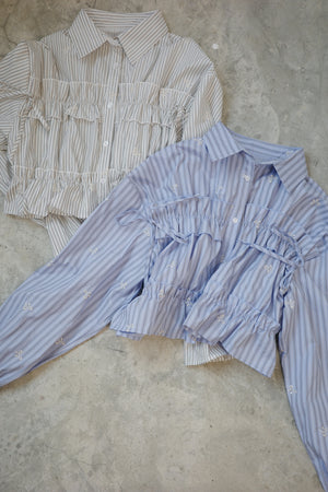 RUFFLE short-sleeved T-shirt with embroidered bow