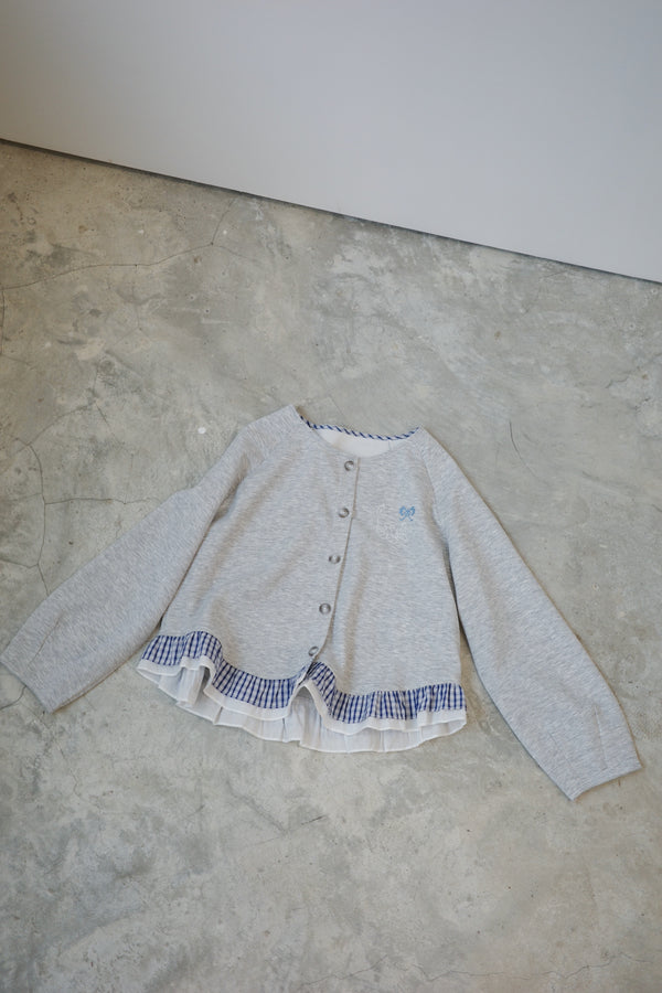 Cross-stitch cat checkered ruffled coat