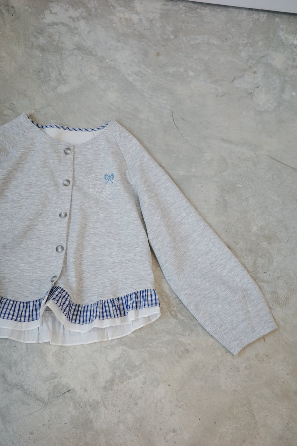 Cross-stitch cat checkered ruffled coat