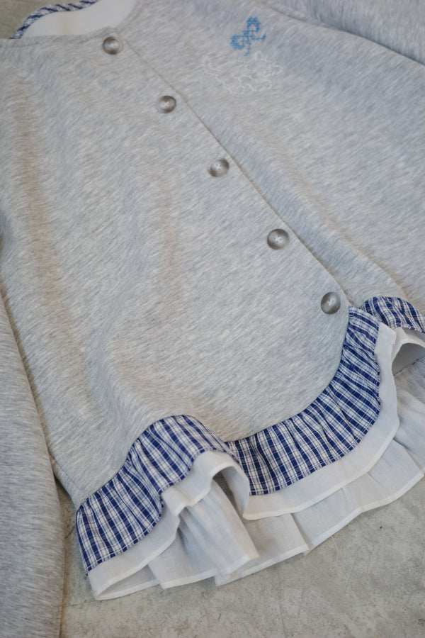 Cross-stitch cat checkered ruffled coat