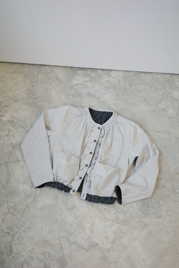 Cat Head Colorful Flower Embroidered Reversible Jacket