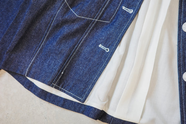 Denim jacket with lace cat print lining