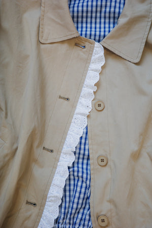 Reversible plaid lace cat print jacket