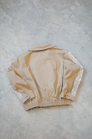 Reversible plaid lace cat print jacket