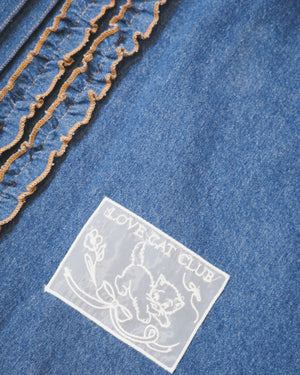Double topstitched ruffle denim skirt