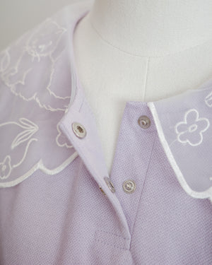 小貓梳紗領刺繡POLO上衣