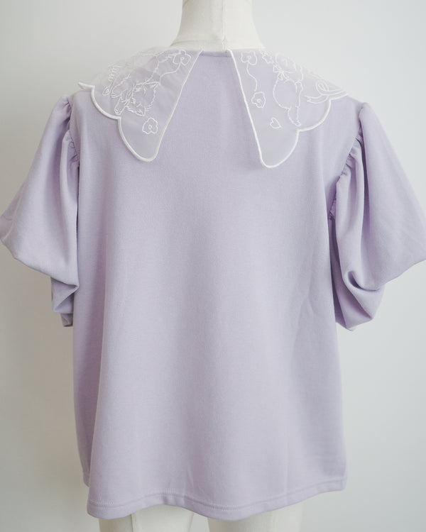 小貓梳紗領刺繡POLO上衣