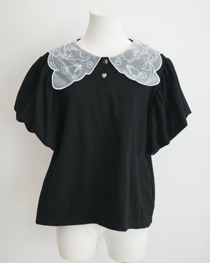 小貓梳紗領刺繡POLO上衣