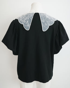 小貓梳紗領刺繡POLO上衣