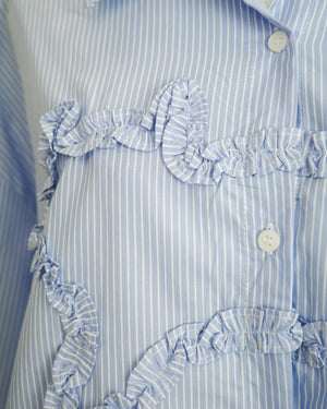 Cat-shaped Ruffle Two-way Striped Shirt