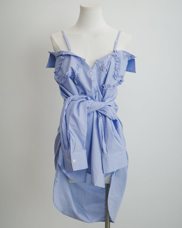 Cat-shaped Ruffle Two-way Striped Shirt