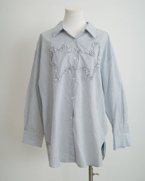 Cat-shaped Ruffle Two-way Striped Shirt