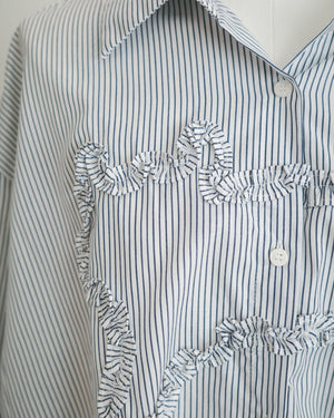 Cat-shaped Ruffle Two-way Striped Shirt