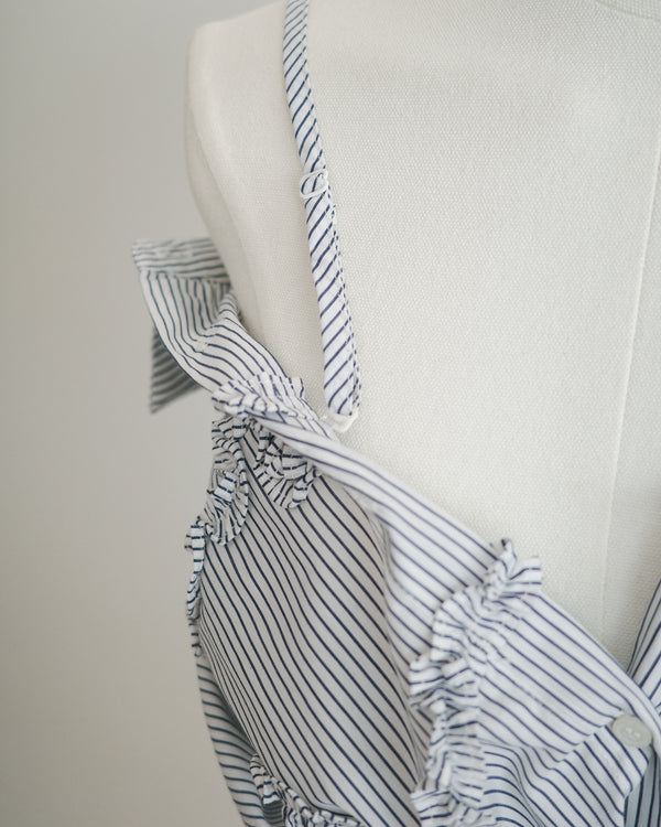 Cat-shaped Ruffle Two-way Striped Shirt