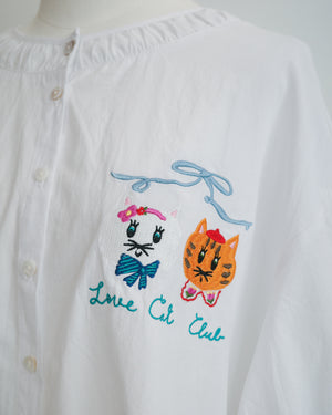 LCC貓頭刺繡排鈕上衣
