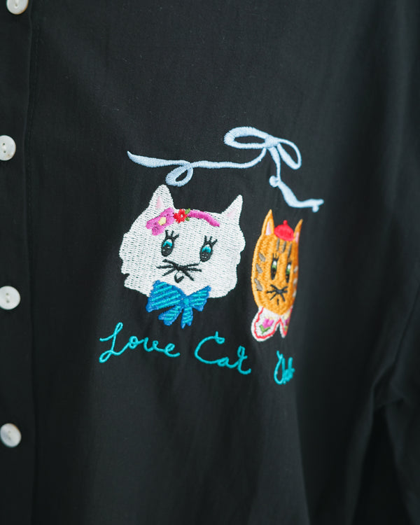 LCC貓頭刺繡排鈕上衣