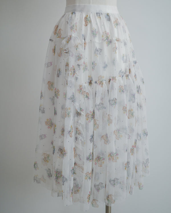 Flower for Cat Polka Dot Mesh Skirt