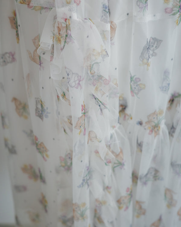 Flower for Cat Polka Dot Mesh Skirt