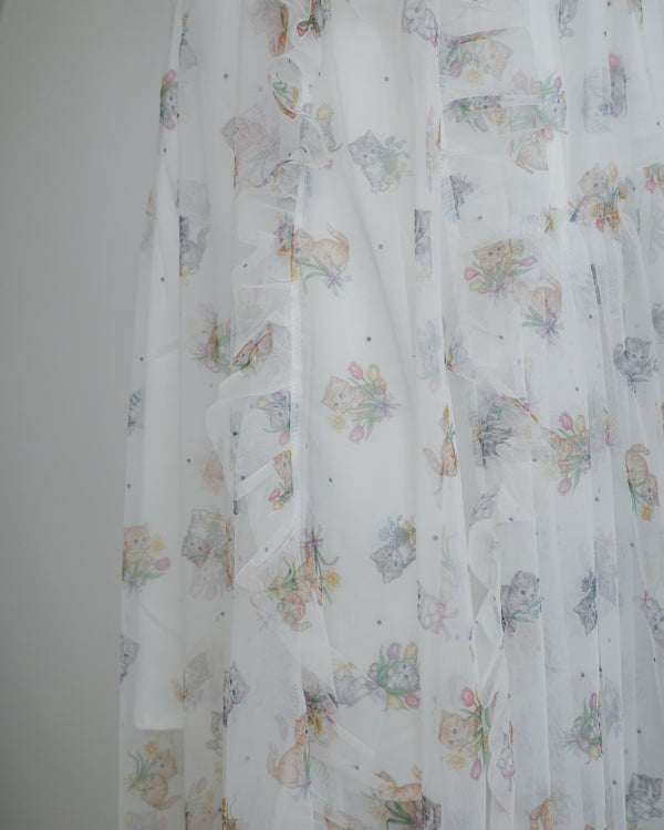Flower for Cat Polka Dot Mesh Skirt