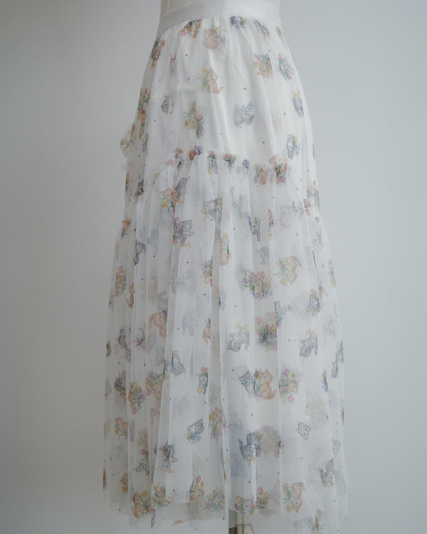 Flower for Cat Polka Dot Mesh Skirt