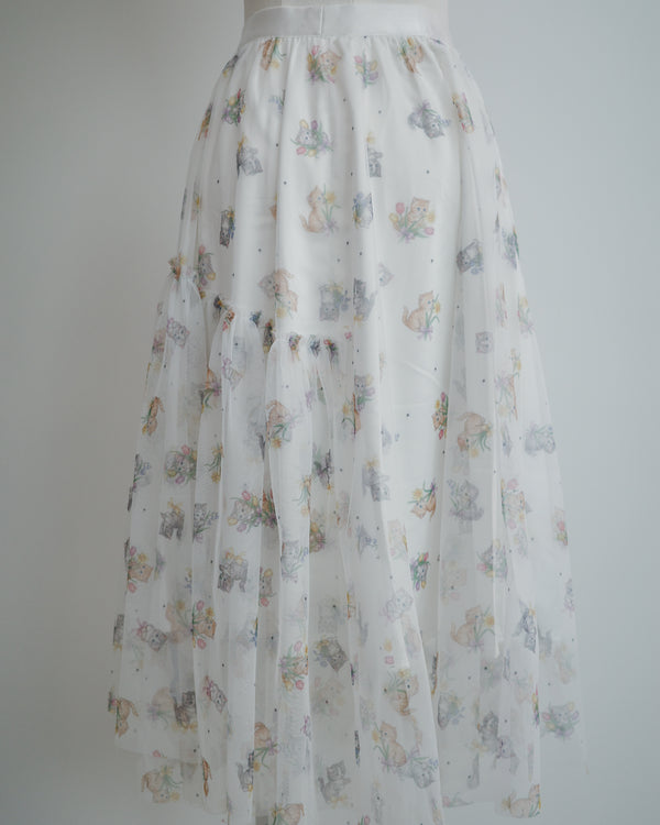 Flower for Cat Polka Dot Mesh Skirt