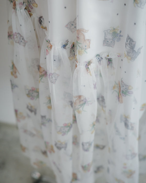 Flower for Cat Polka Dot Mesh Skirt