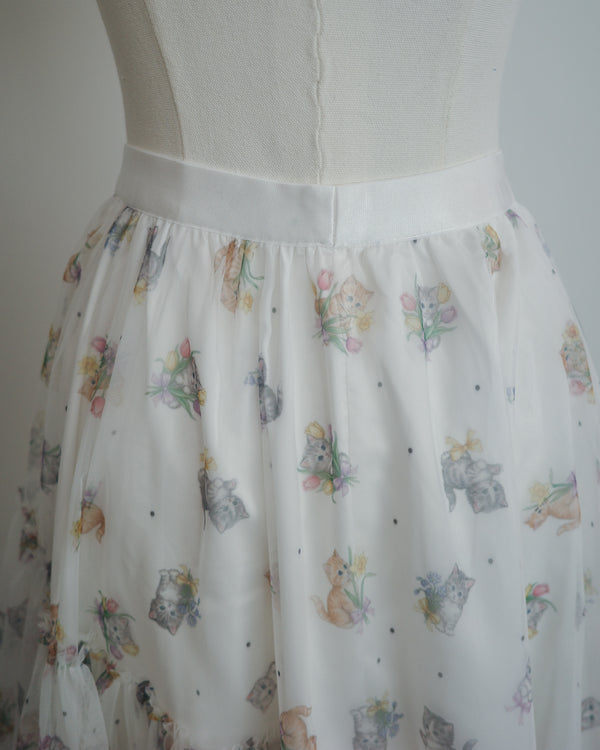 Flower for Cat Polka Dot Mesh Skirt