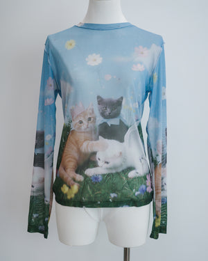 Cats Angel Garden Long Sleeve Gauze Top