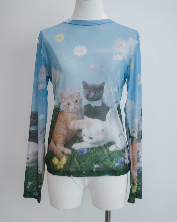 Cats Angel Garden Long Sleeve Gauze Top